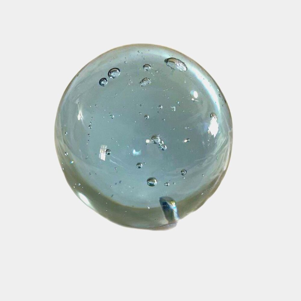 Blown Art Glass Paperweight Ball Orb Sphere 5.5” Over 8lbs Pale Blue Heavy